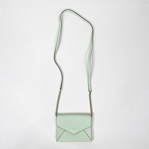 Kate Spade New York Envelope Crossbody Bag Mint Green Leather Chain Strap - Picture 1 of 8